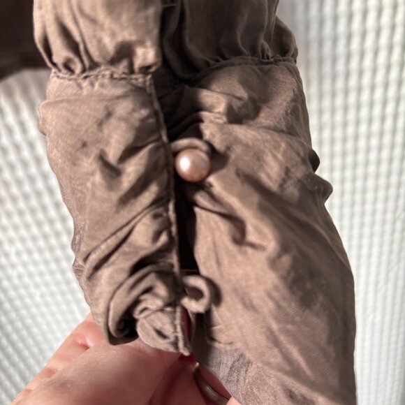 Vintage Melissa Lane mushroom brown/taupe 3-piece silk set: blouse, skirt, scarf - Picture 5 of 9